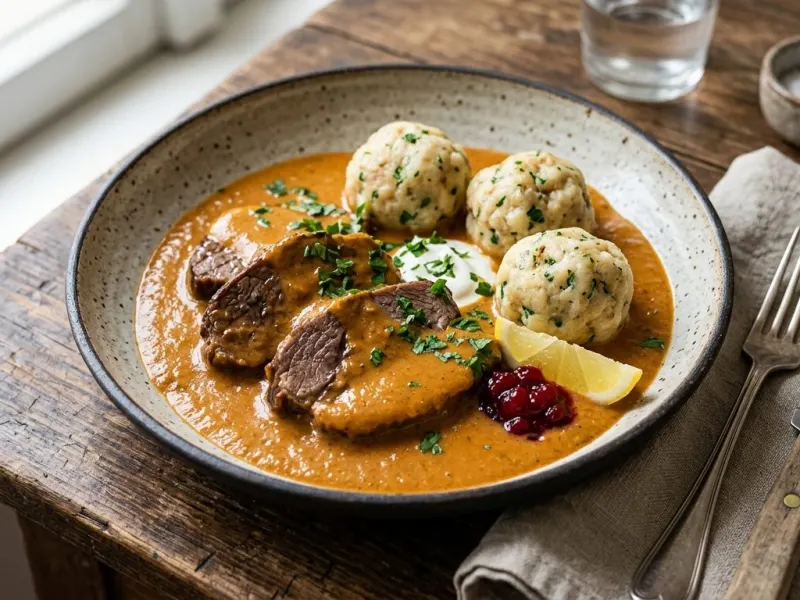 Vadas marhasült zsemlegombóccal