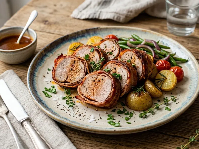 Baconbe tekert fűszeres sertésszűz