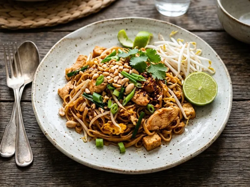 Pad Thai rizstészta csirkével