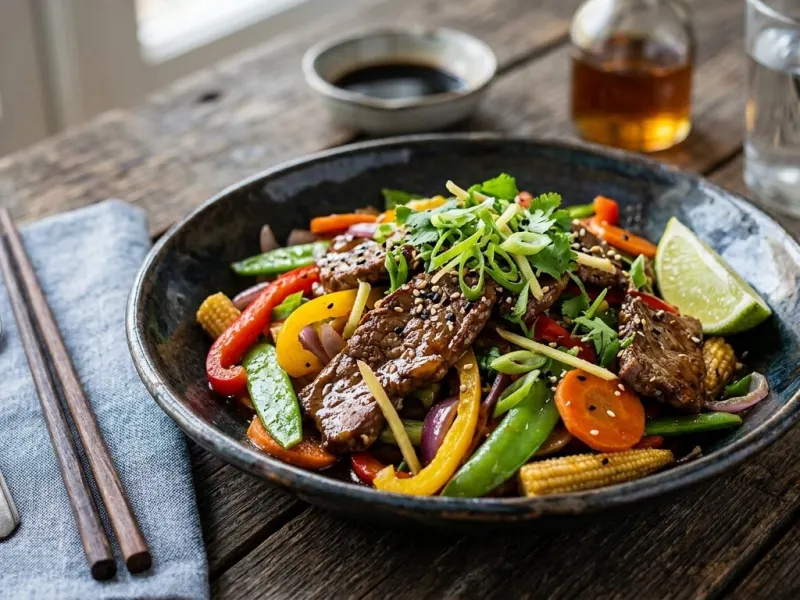 Gyömbéres marhahúsos wok zöldségekkel