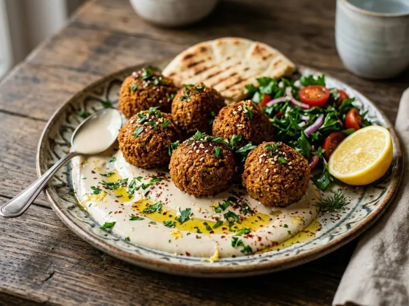 Csicseriborsó falafel tahini szósszal