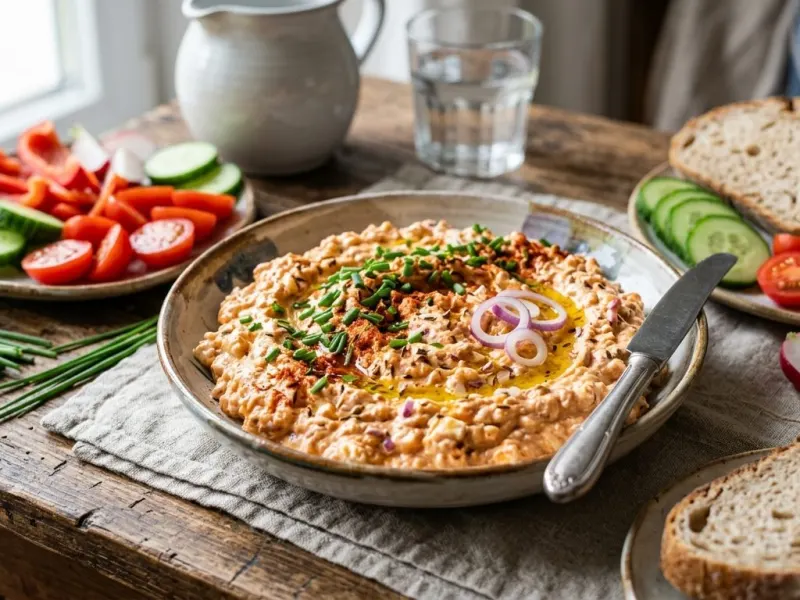 Juhtúrós körözött friss zöldségekkel