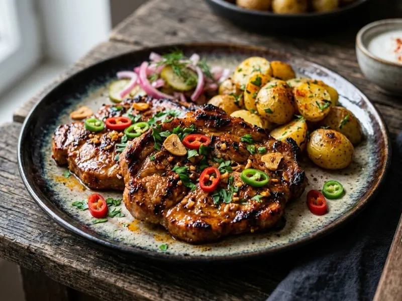 Paprikás-fokhagymás grillezett tarja