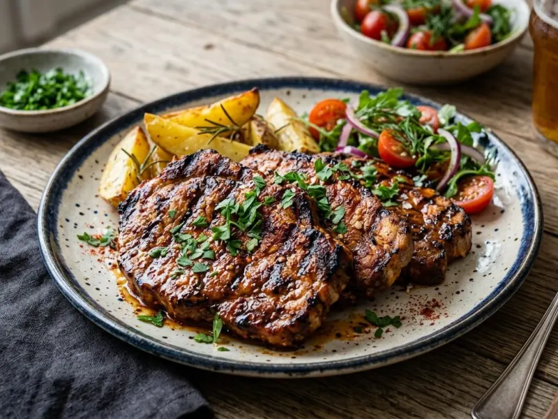 Fokhagymás-mustáros grillezett sertéstarja