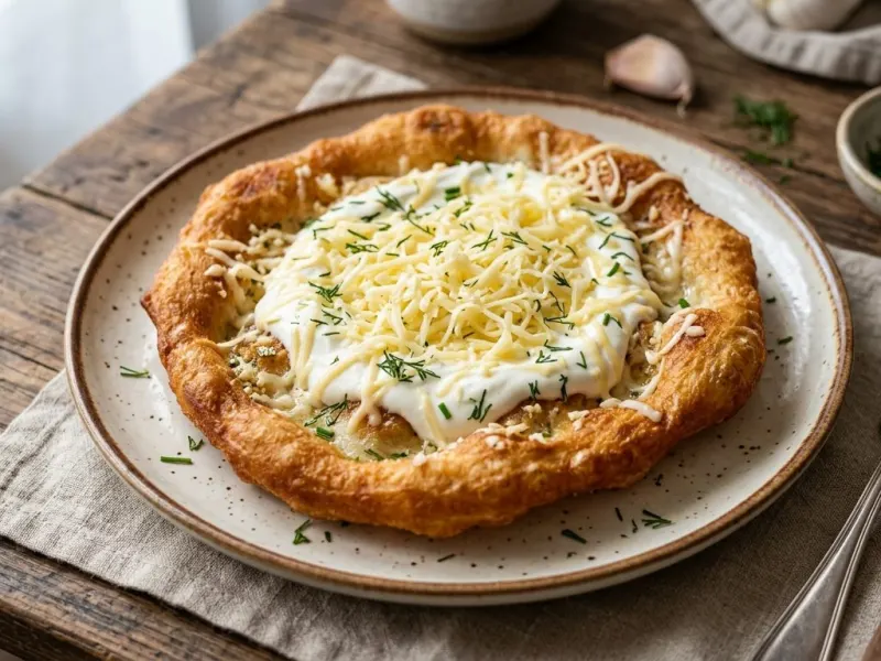 Klasszikus sajtos-tejfölös lángos