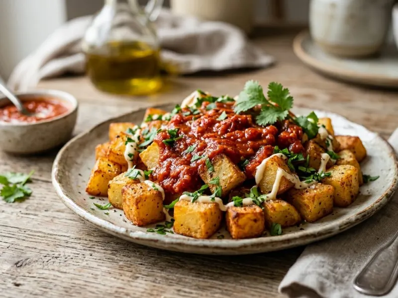 Patatas bravas fűszeres paradicsomszósszal