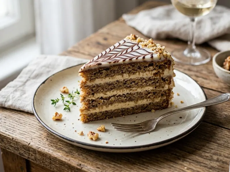 Esterházy-torta pirított dióval