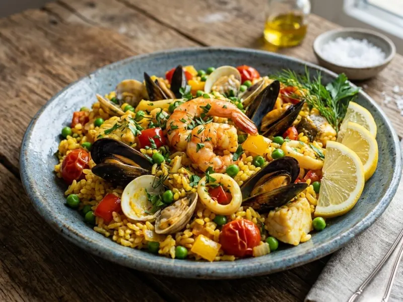 Tenger gyümölcsei paella sáfránnyal